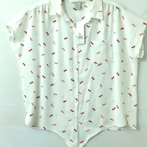 Sabrina Lauren NYBlouse‎ Size Pm Louse Fitting Ties At The Bottom Color White